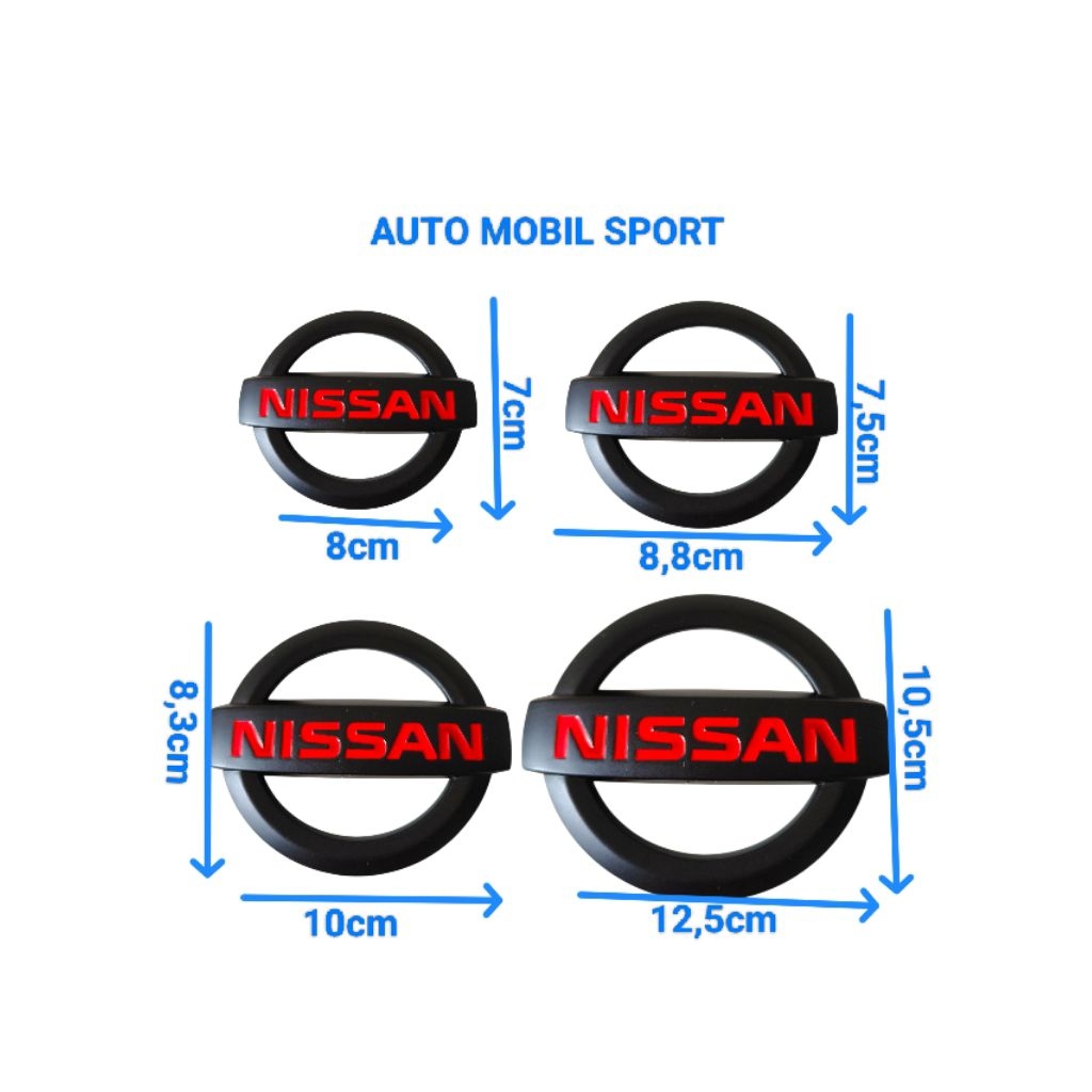LOGO EMBLEM NISSAN MODEL ORI HITAM MERAH MODEL TEMPEL
