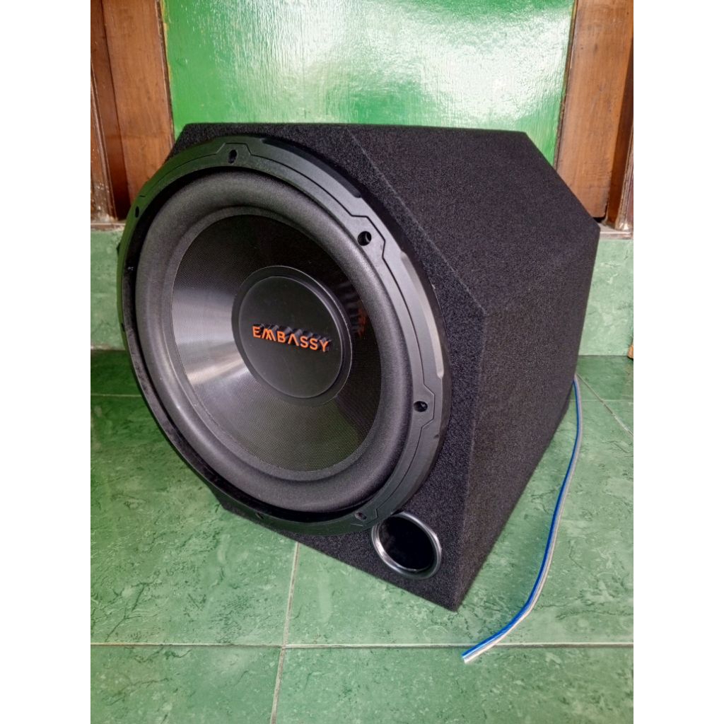 Subwoofer 12 in pasif embassy 1289 sudah plus box tabung tabung tebal kondisi baru semua suara Glerr