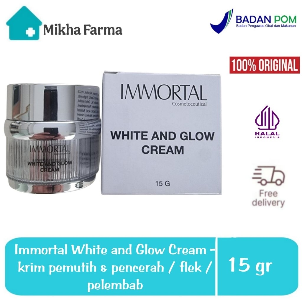Immortal White And Glow Cream - krim pemutih & pencerah wajah / flek / pelembab - BPOM