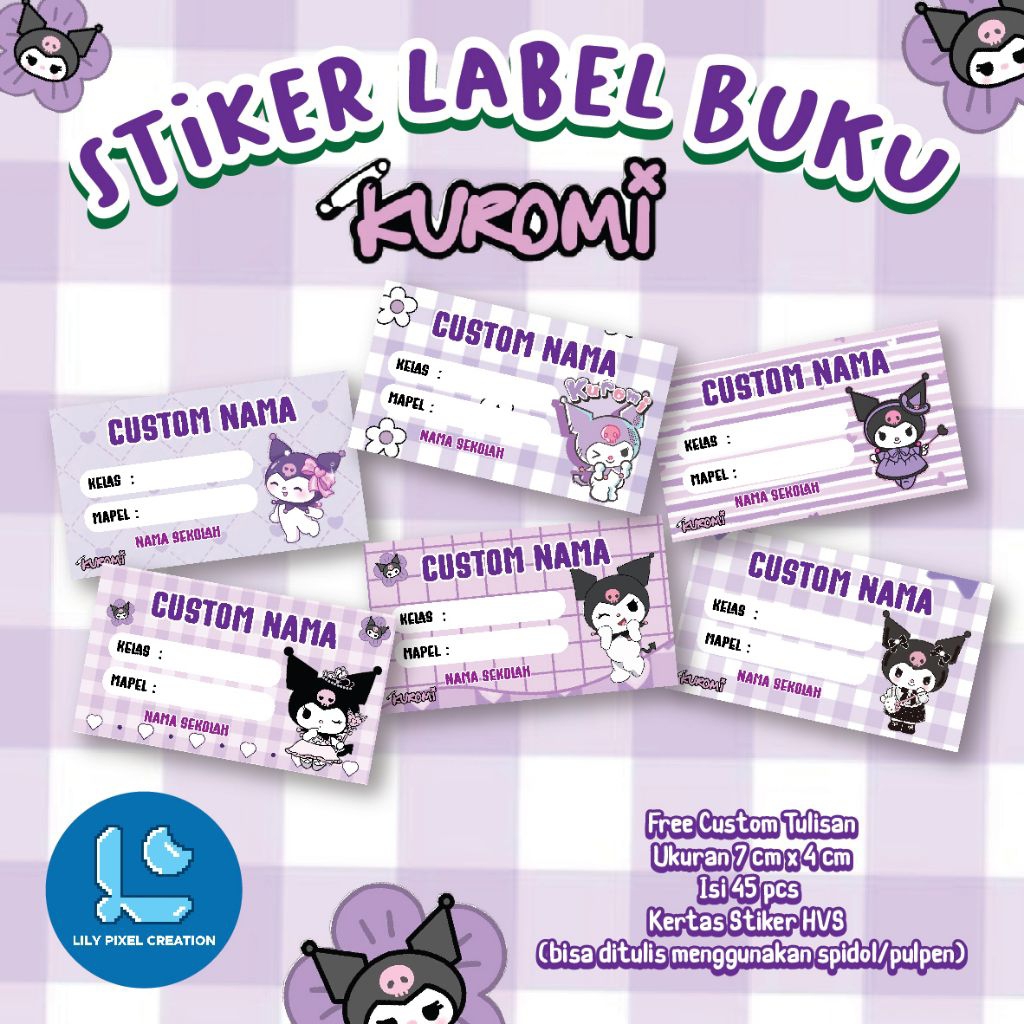Stiker Label Buku (isi 45) Stiker Nama Custom Stiker Buku Pelajaran Anak PAUD TK SD SMP