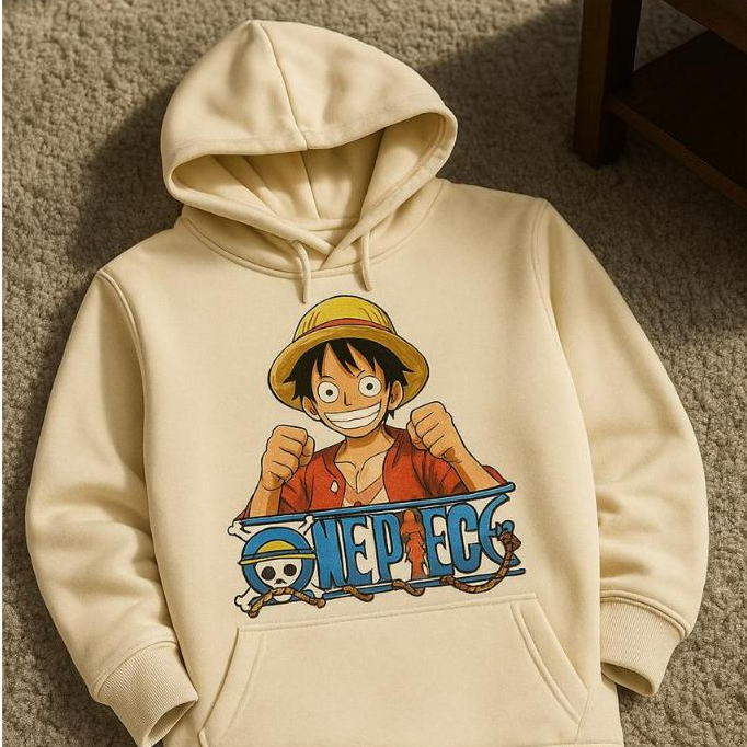 Hoodie Anak Cowok One Peace Fleece Lembut Keren Kekinian