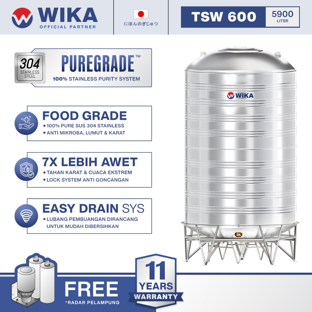 Tangki Air Stainless Wika 5900 Liter / Water Tank / Toren Air / Tandon Air
