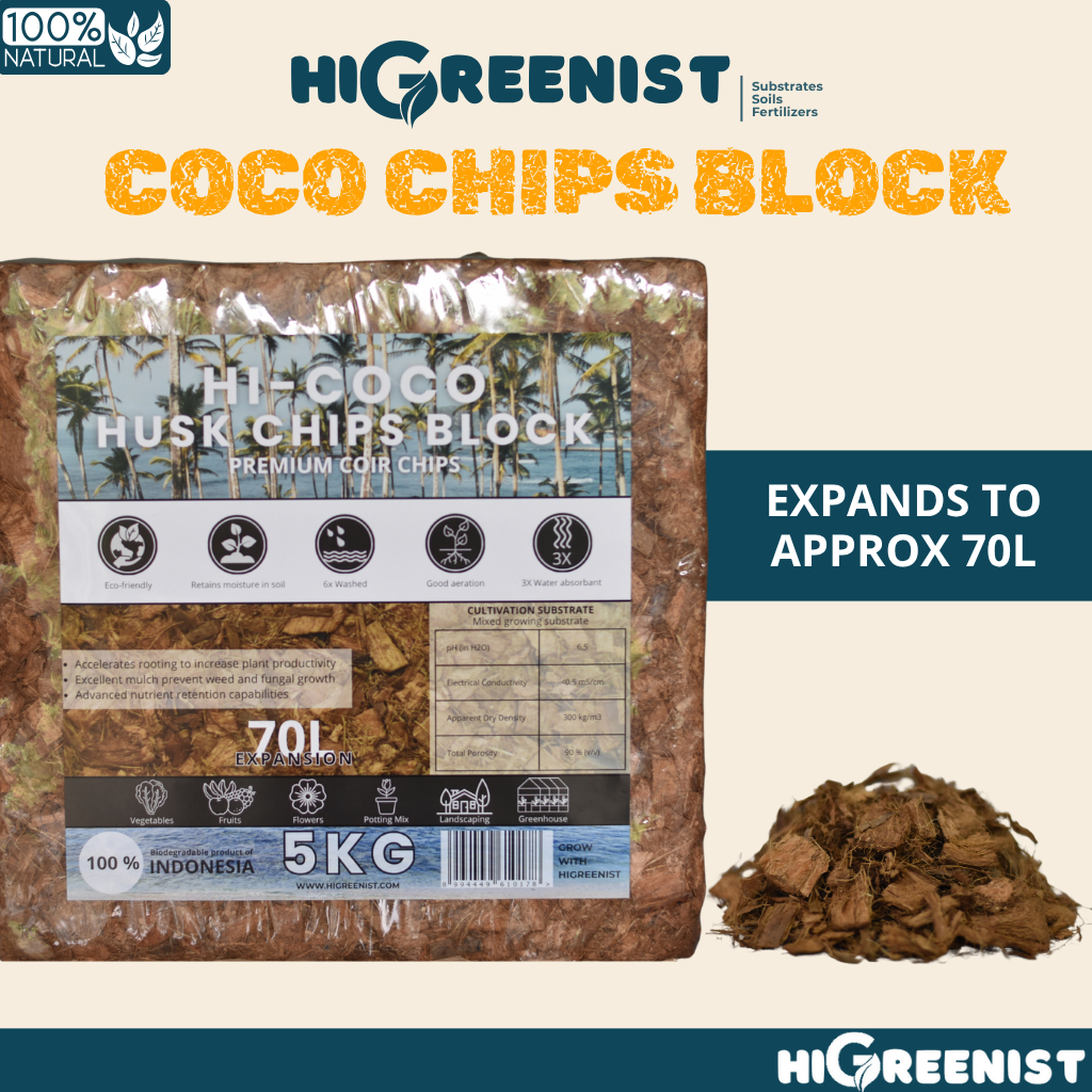 Coco Chips Block Premium 5Kg & 650Gr - Media Tanam Coco Chips, Media Tanam Serabut Kelapa