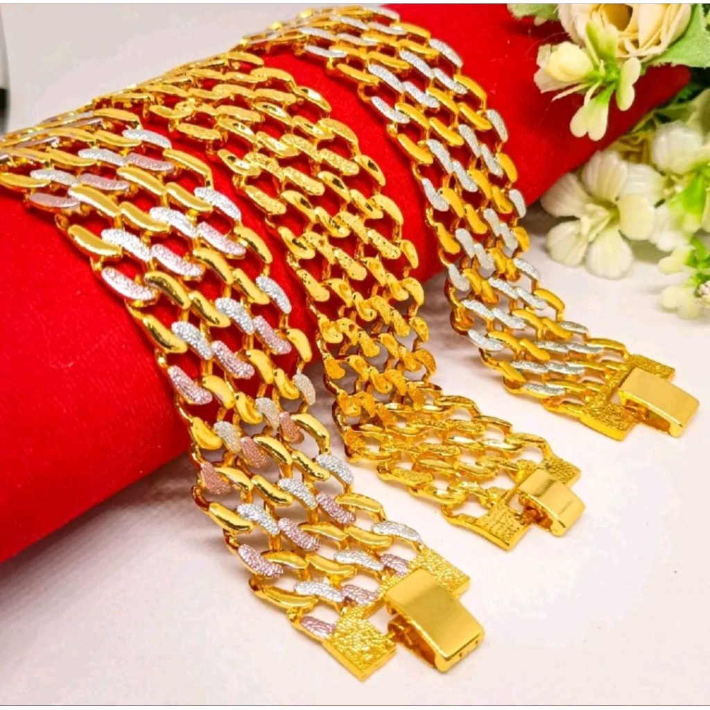 GELANG RANTAI KOMBINASI WARNA PERHIASAN DUBAI LAPIS EMAS 24K