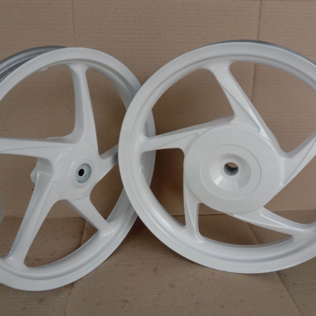 VELG PELEK 1SET DEPAN BELAKANG MOTOR HONDA BEAT KARBU SECOPY FI BEAT FI VARIO 110 WARNA PUTIH ORIGIN