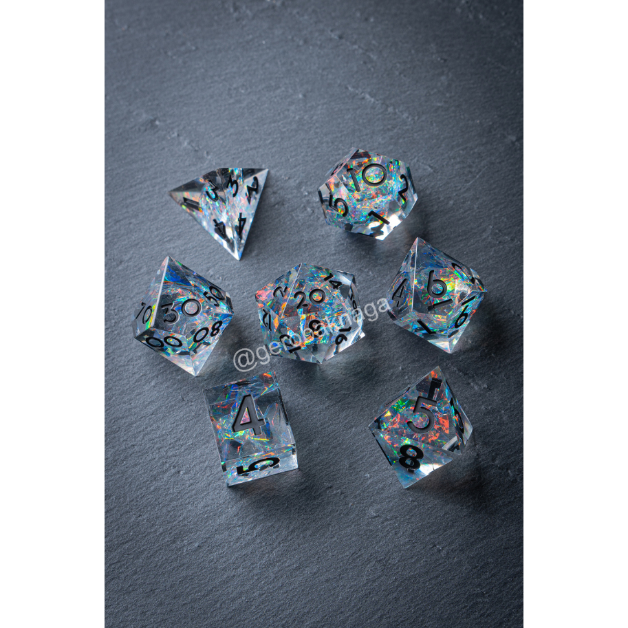 [Ready] Premium High Quality Polyhedral Resin Dice - Dadu set | DND Dungeon Dragon - Translucent