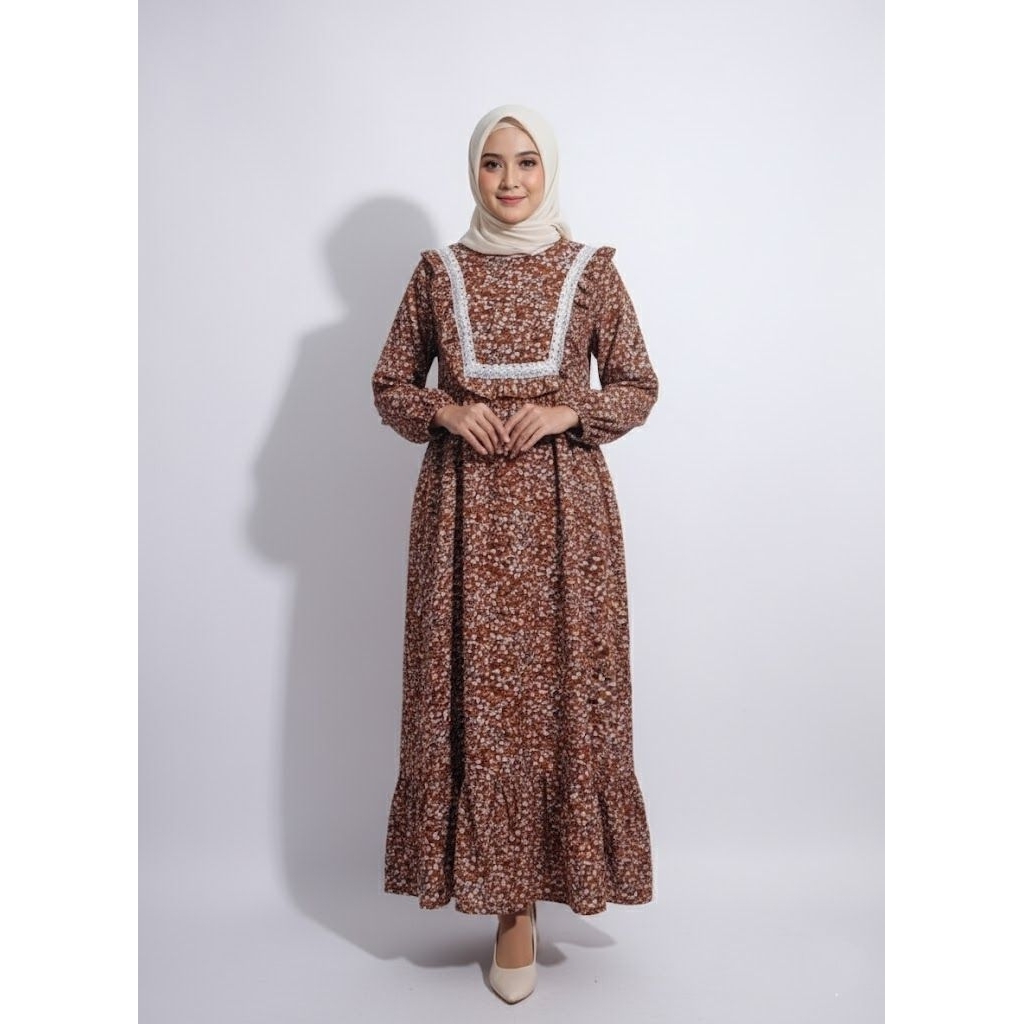 GAMIS MOTIF BUNGA KECIL TERACOTA