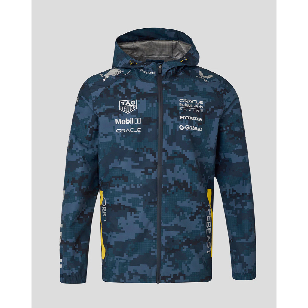 Red Bull Racing F1 2025 Singapore GP Team Unisex Teamline Water Resistant Rain Jacket  LIMITED EDITI