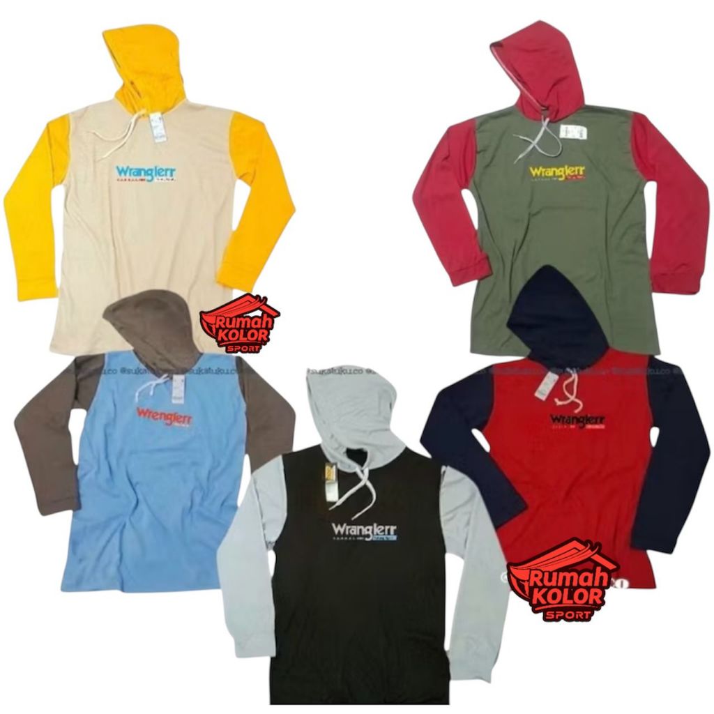 (PROMO 5 PCS) Kaos Tani Lengan Panjang Kupluk Topi Pria Wanita/Kaos Sawah Lengan Panjang Kombinasi K