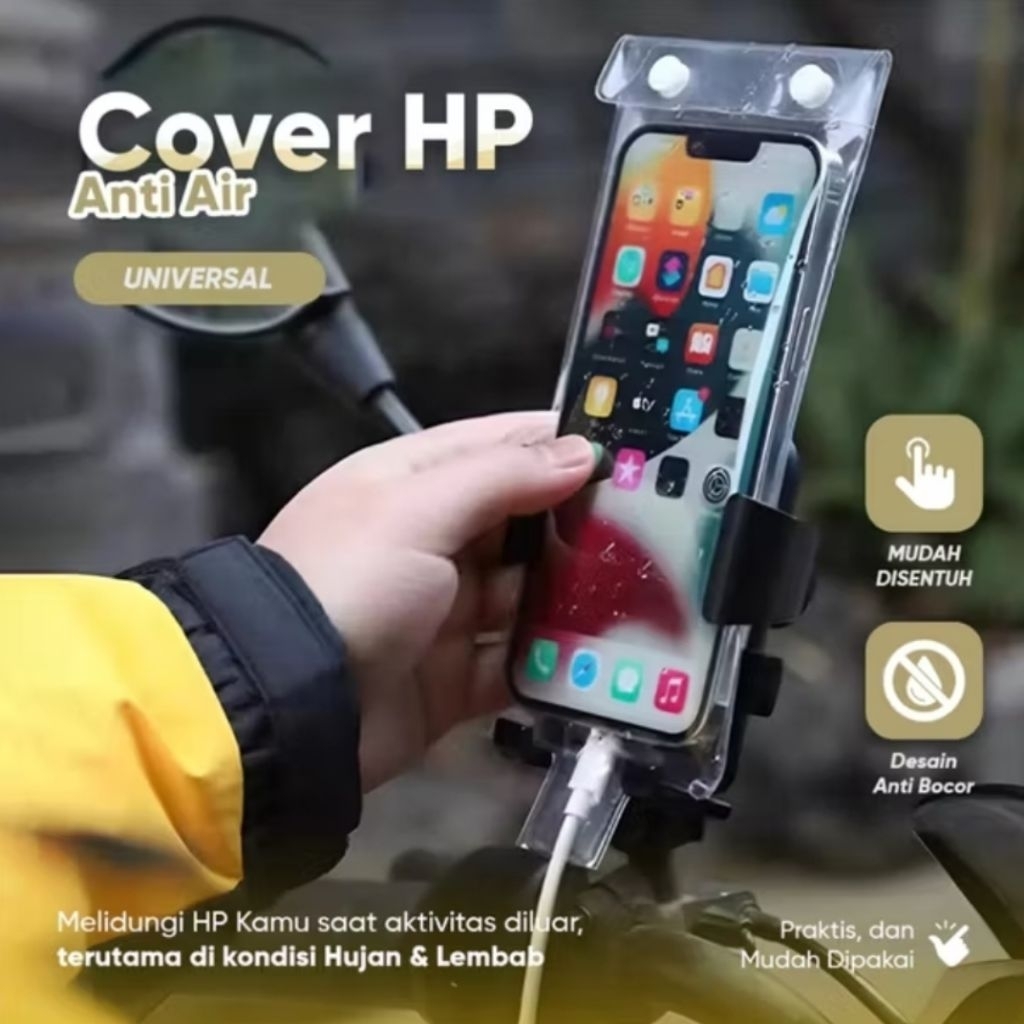 Cover HP Anti Air Gantung / Sarung Hp Motor Waterproof / Tas Waterproof Handphone / Holder Tas Gantu