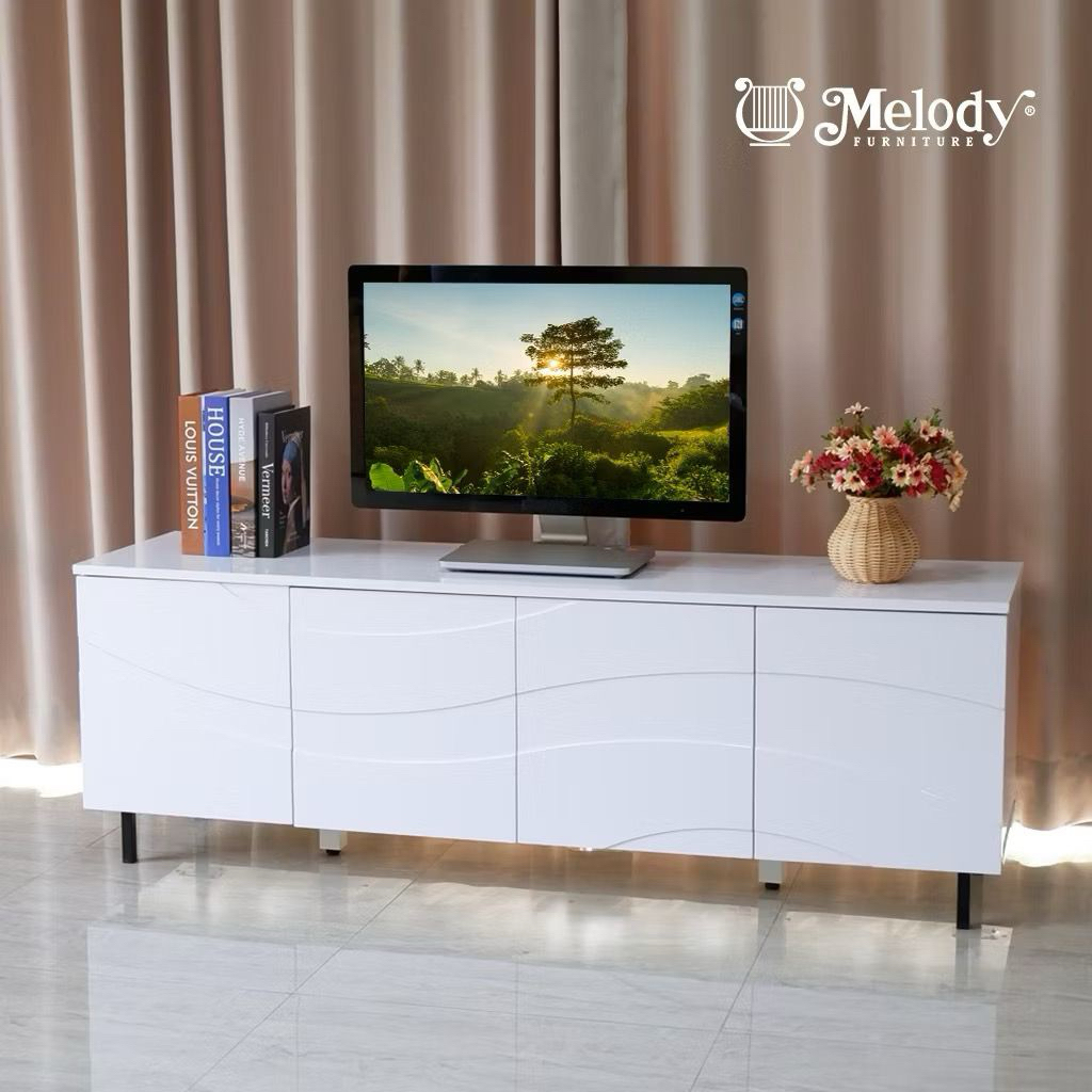 Meja tv 160cm yopi full putih glossy