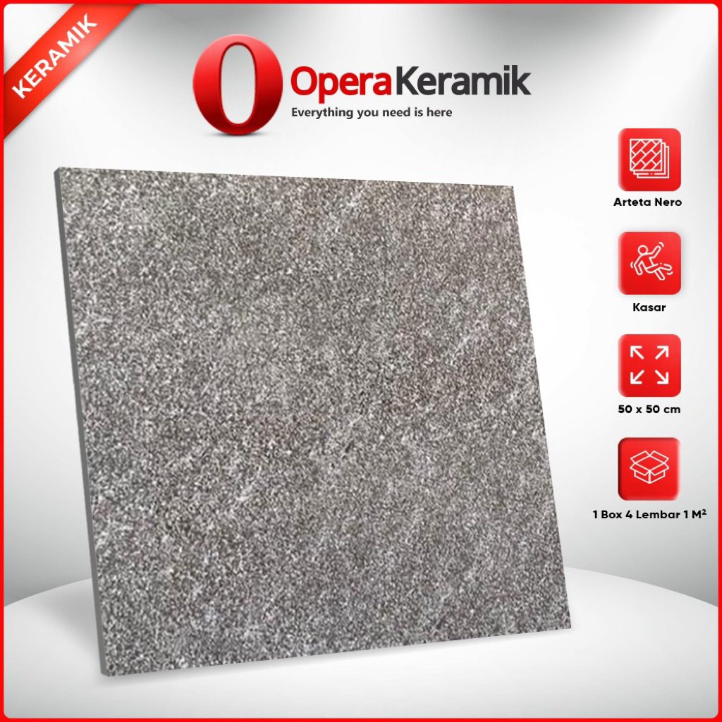 Keramik Lantai Garasi Kasar 50x50 Arteta Nero