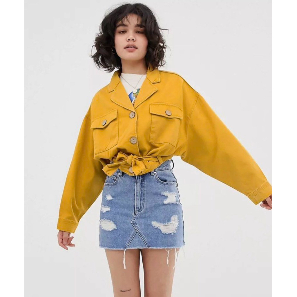 PULL AND BEAR - CROPPED MUSTARD JACKET