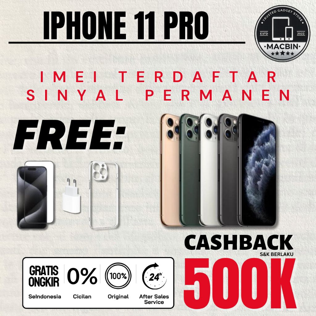 iP 11 Pro IPHONE 11 Pro 64GB 256GB 512GB Second Original Fullset IMEI Terdaftar Permanen