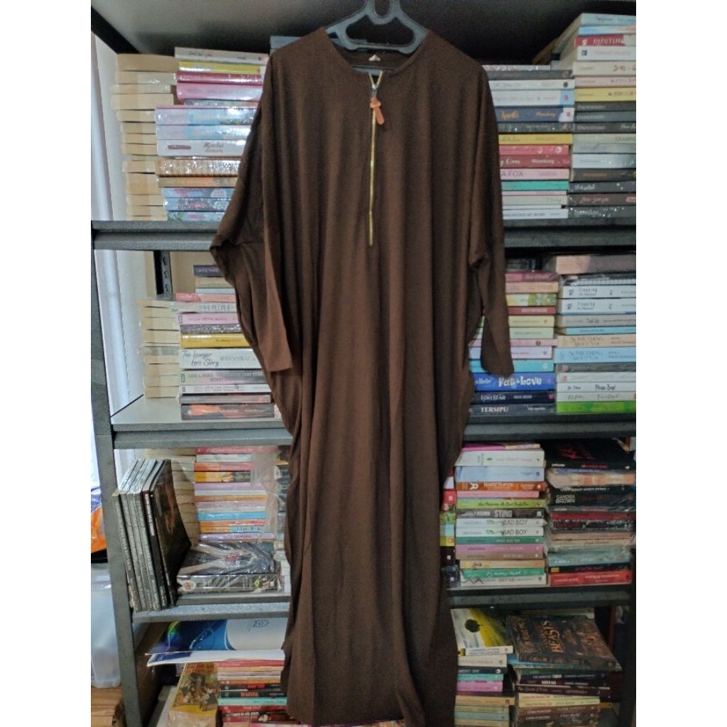 gamis kaos coklat jumbo bigsize nea 110kg+++
