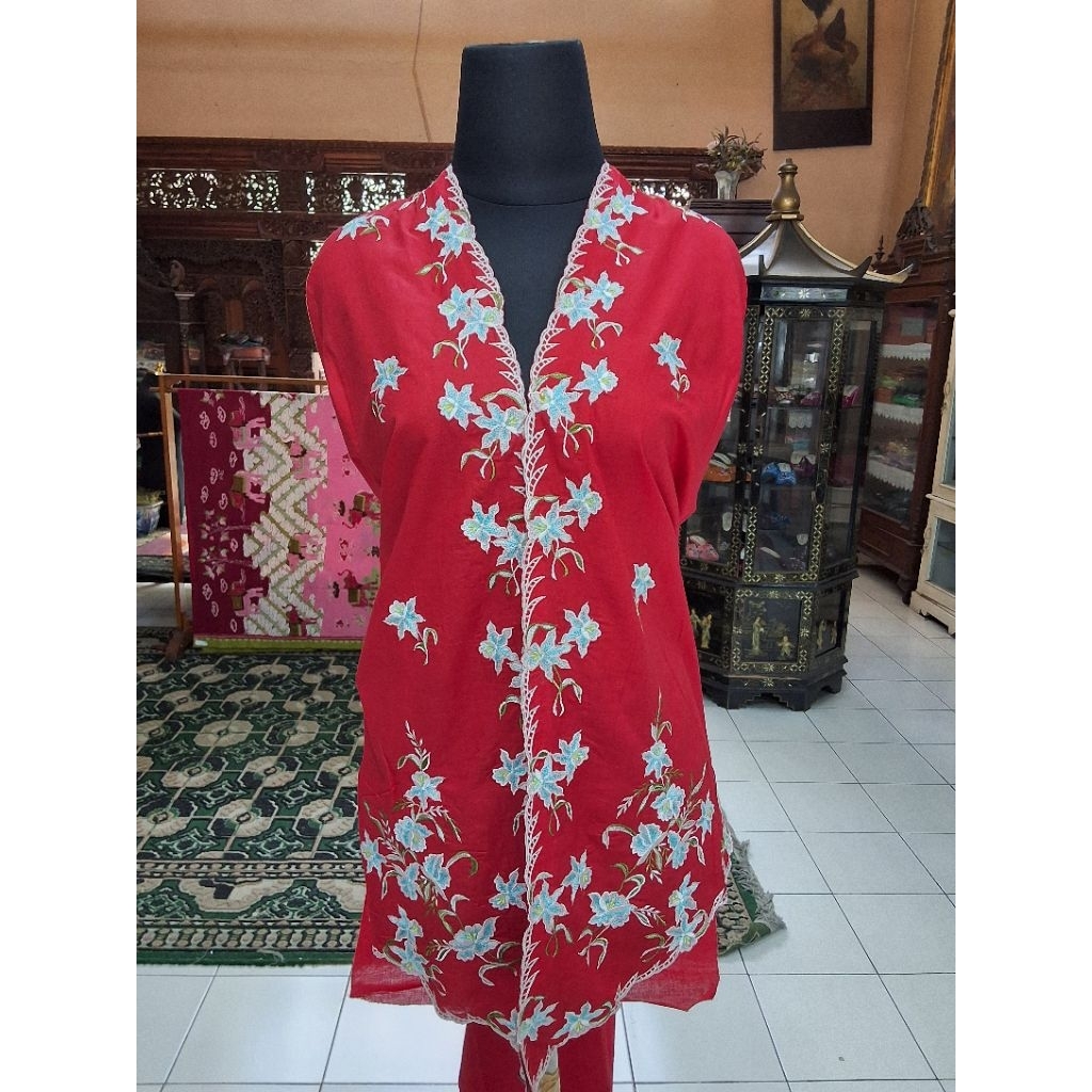 Bahan Kebaya Encim Betawi Bunga/Bahan Bordir Kebaya/Bahan Kebaya Encim