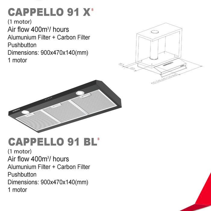 diamante CAPPELLO 91 BL Cooker Hood