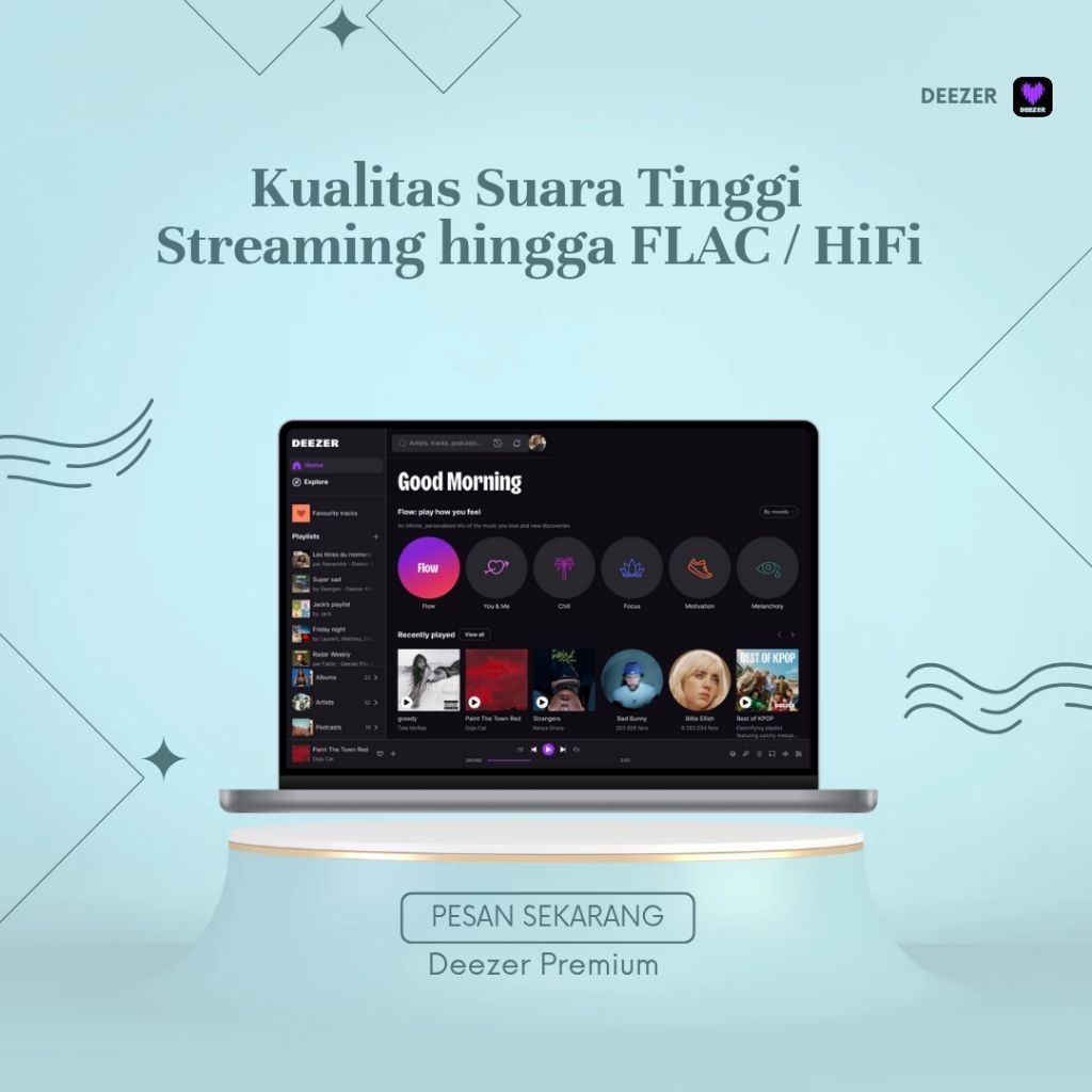 Layanan Deezer Premium Aktivasi Cepat & Aman FLAC / HiFi Quality