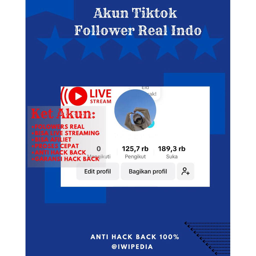Jual Akun Tiktok Followers 50k-100k Akun Siap Pakai