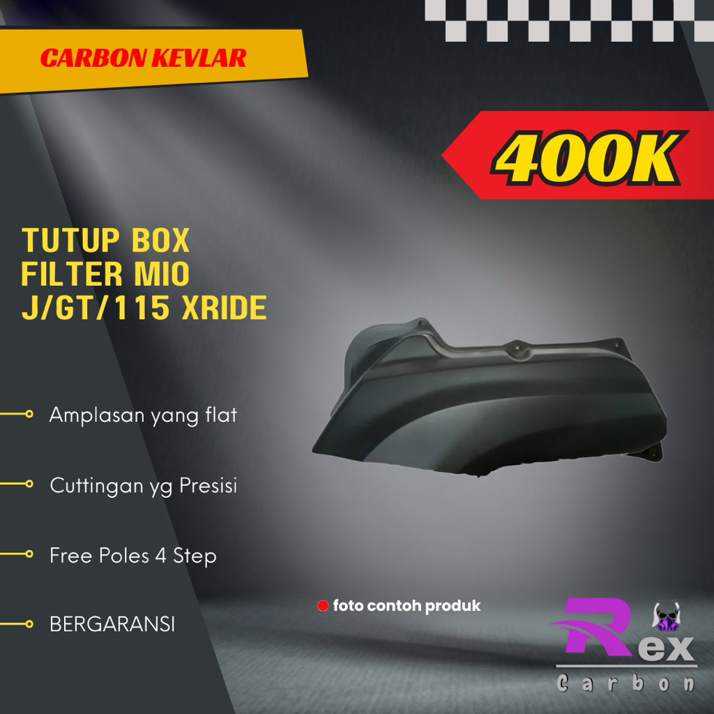 Tutup Box Filter Udara Mio J Mio GT 115 XRide Carbon Kevlar Karbon Fiber