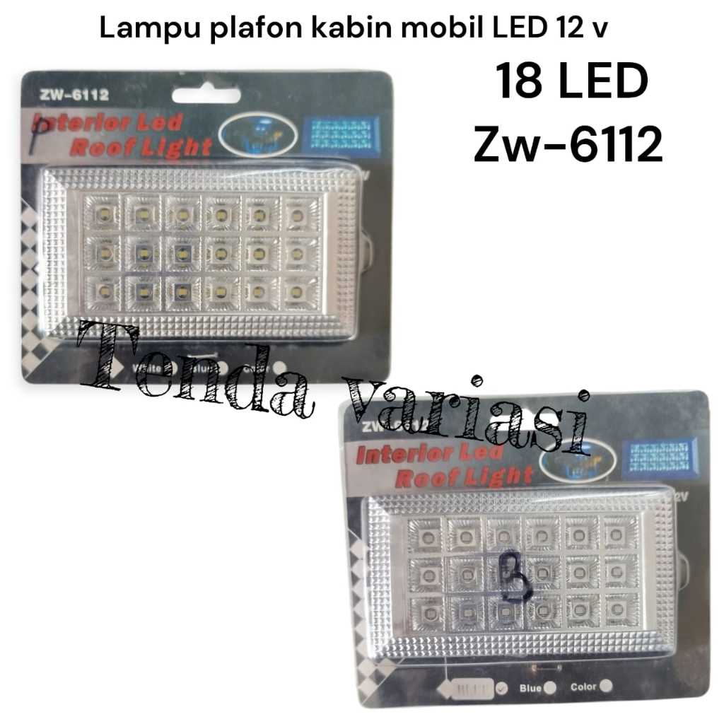 lampu led plafon kabin mobil kotak 18 LED /Lampu plafon kabin mobil LED 12v kotak (18 led)