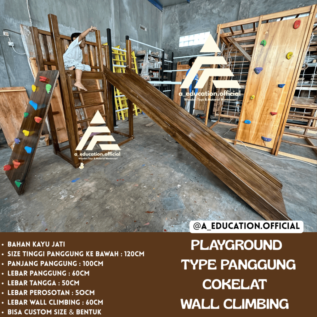Playground Type Panggung Cokelat Wall Climbing