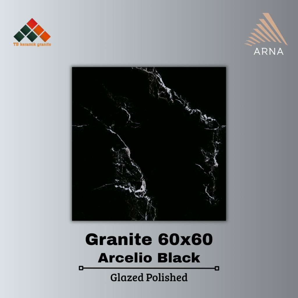 Granite Lantai 60x60 Arcelio Black | Arna | Glazed Polished