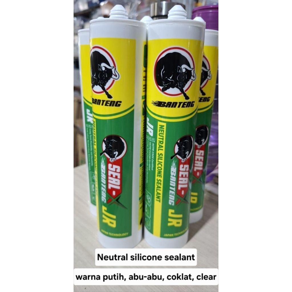 Lem silicone netral (non asam) abu putih coklat / neutral silicone sealant