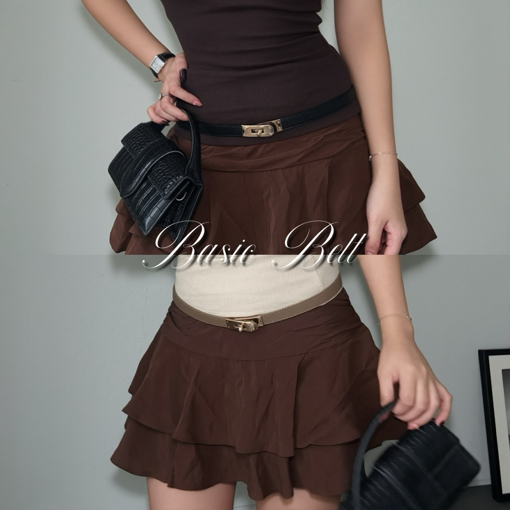 BASIC BELT — sabuk wanita simple hitam coklat woman belt sabuk kecil