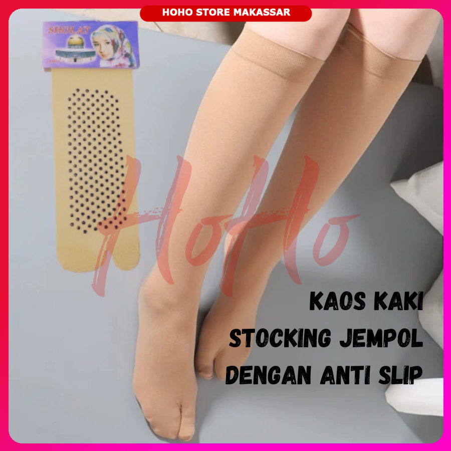 Kaos Kaki JEMPOL STOCKING Tipis Dengan ANTI SLIP Kos Kaki Stoking Warna Kulit Panjang Sebetis Di Baw