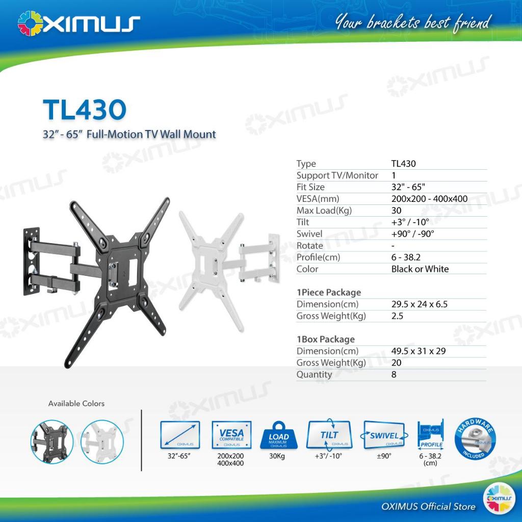 BRACKET TV LED LCD MONITOR 32" - 65" OXIMUS TL430 FULL- MOTION TV WALL MOUNT - TL430