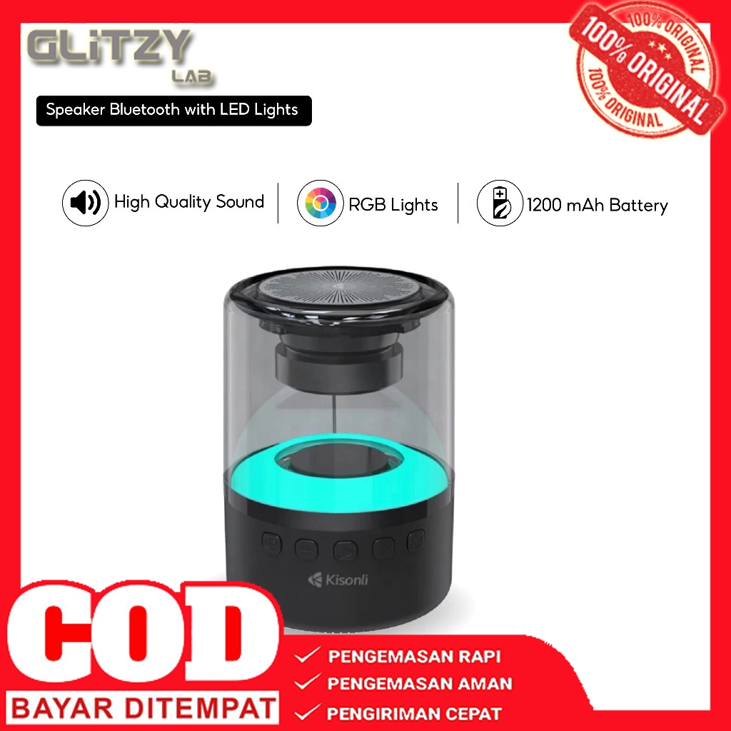 Speaker Aktif Bluetooth Portable LP1S Tanpa Kabel Subwoofer Stereo - Glitzy