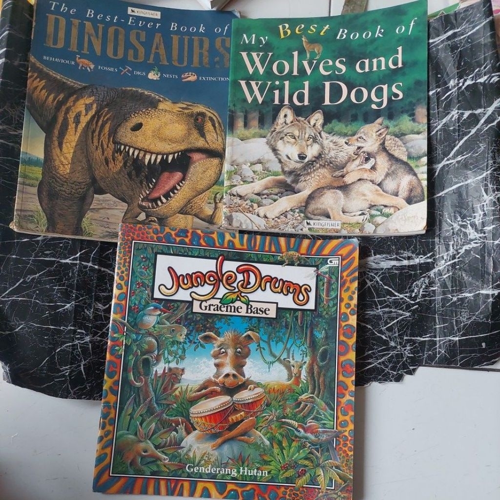 THE BEST EVER BOOK OF DINOSAURS,MY BEST BOOK OF WOLVES AND WILD DOGS,JUNGLE DRUMS