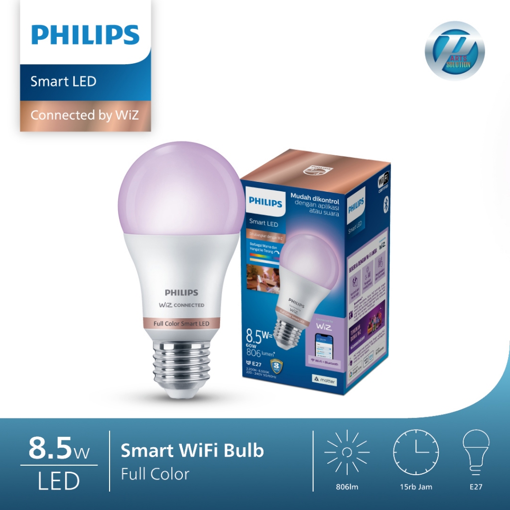 Lampu Bohlam Smart PHILIPS 8.5 W Watt  LED RGB Bulb With Bluetooth - Color RGB