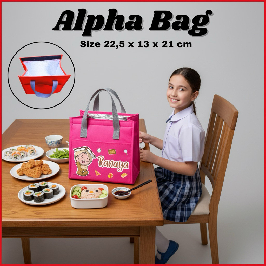 Tas Bekal Thermal Custom Nama Alfa 3