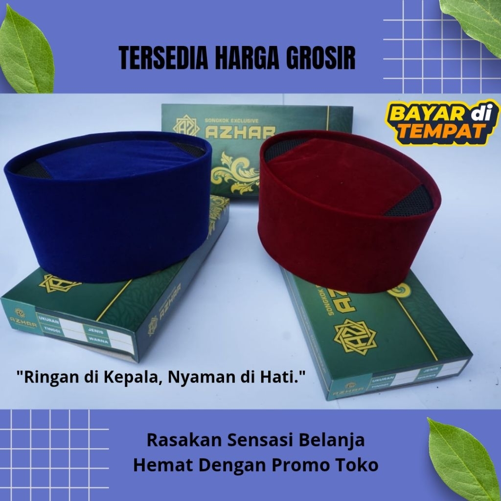 COD Peci Betawi Polos Ac Tinggi 9 & 10cm Peci Merah Betawi Songkok Merah Peci Biru Songkok Biru Kopi