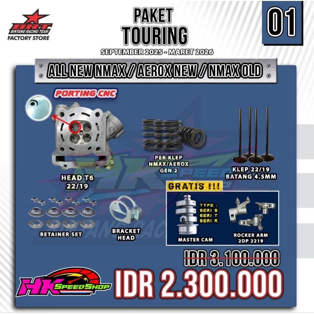 CYLINDER HEAD BRT 22 19 PORTING NMAX OLD / NMAX NEW / AEROX OLD / AEROX NEW / ALL NEW NMAX HEAD BRT 