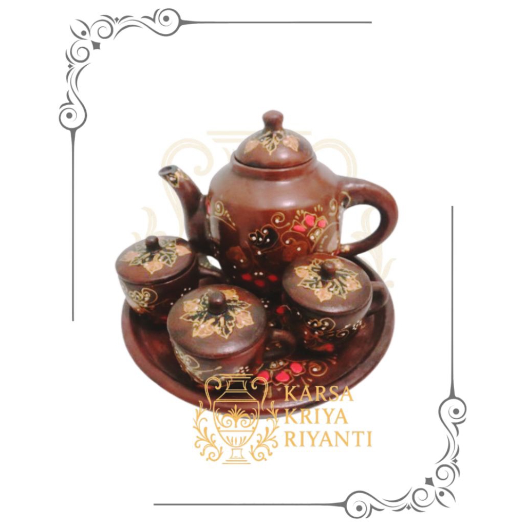 Teko Set Batik/ Teko Keramik aistetik/ Teko Batik/ Teko Teh