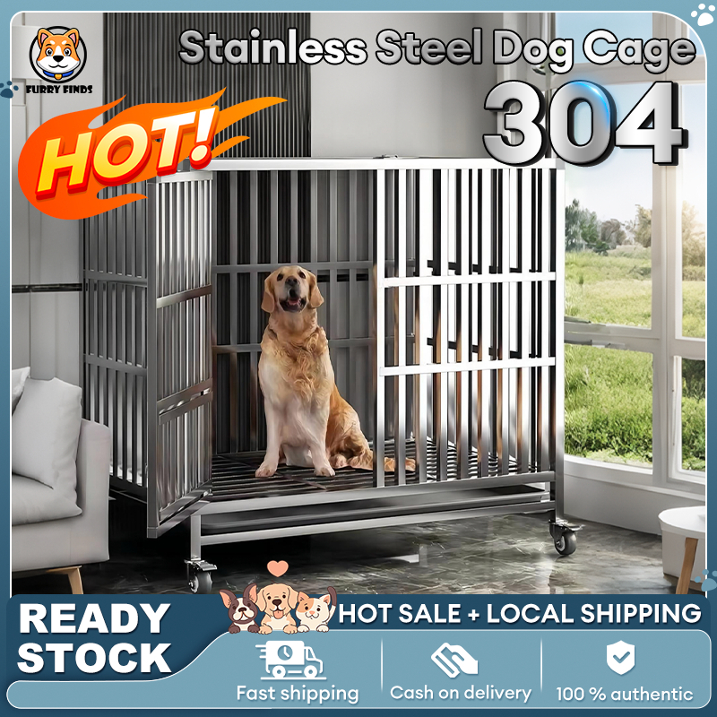 Kandang Anjing Besar Stainless Steel Tabung Persegi Anti Karat Kokoh Lapisan Tebal