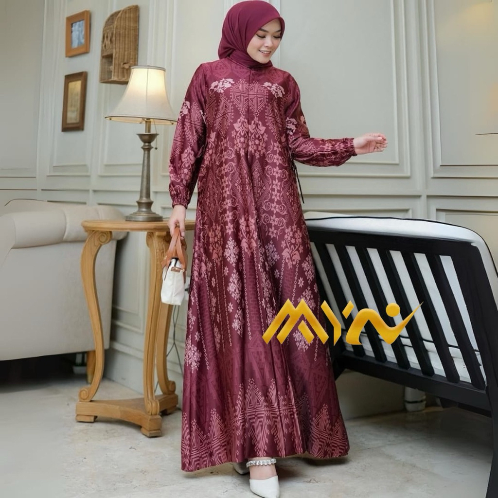 DRESS GAMIS SILK PREMIUM MOTIF TERBARU WANITA MUSLIM BUSUI JUMBO TERLARIS Baju Gamis Armani Silk Pre