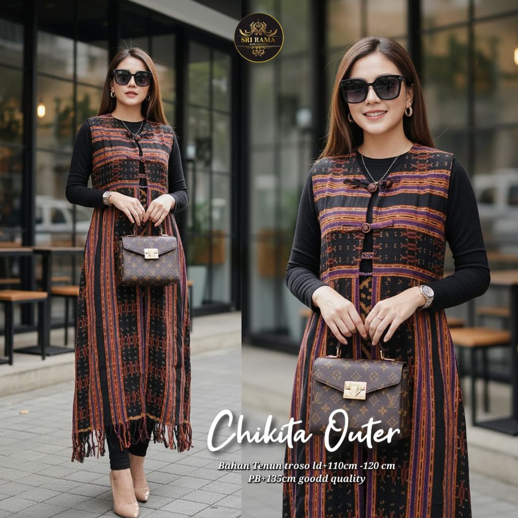 CHIKITA OUTER BY SRI RAMA BATIK LONG OUTER LONG CARDI TENUN TROSO