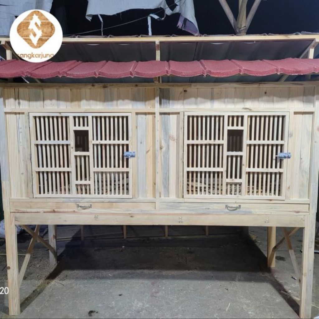 kandang ayam bangkok 2 pintu 200x75x75(kaki 70cm)