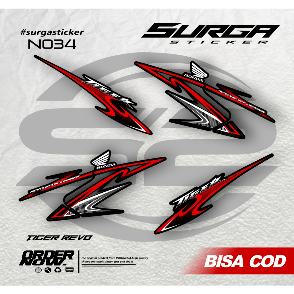 Striping Tiger Revo Full Body – Stiker Motor Tiger Revo Desain Racing & Original Look (n034)