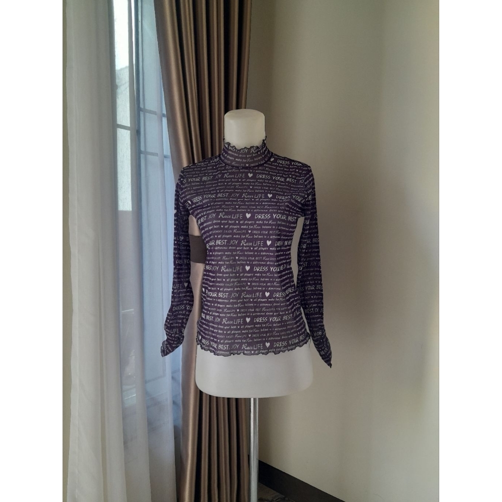 Y2k Grafitti Mesh Longsleeve Top Turtleneck, Y2k Longsleeve Transparant