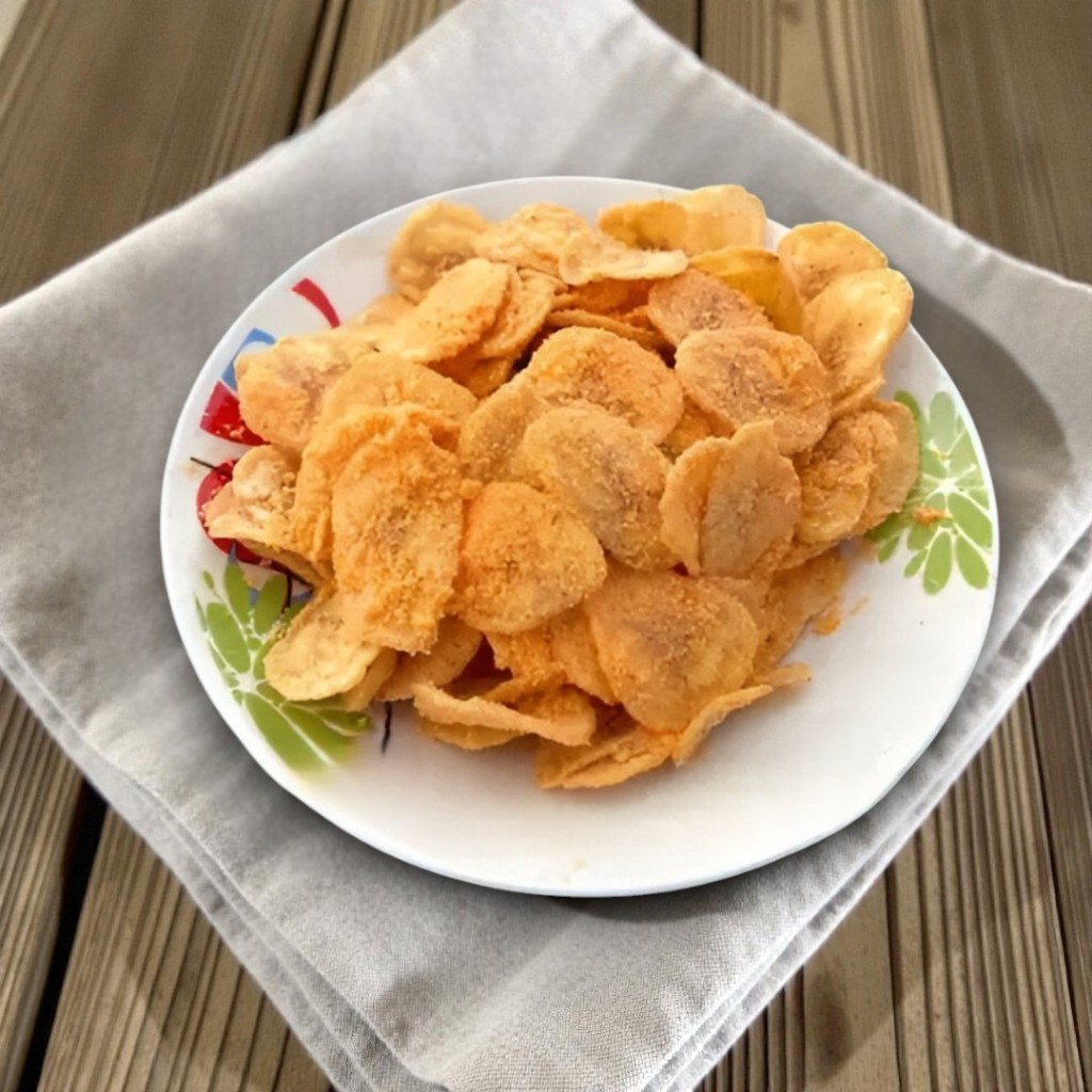 Promo Murah 500gr Kripik Pisang Koin Dengan Rasa ( JAGUNG BAKAR ) | Keripik Pisang Oleh-Oleh Khas La