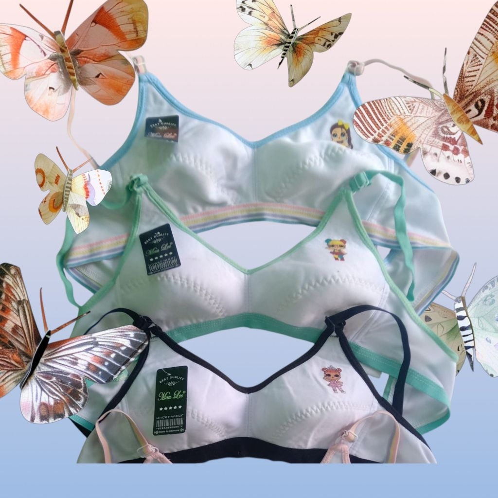 BH Remaja 1lusin Bh Bra Remaja Busa Tipis Tanpa Kawat POLOS PUTIH Ukuran  32-36-38