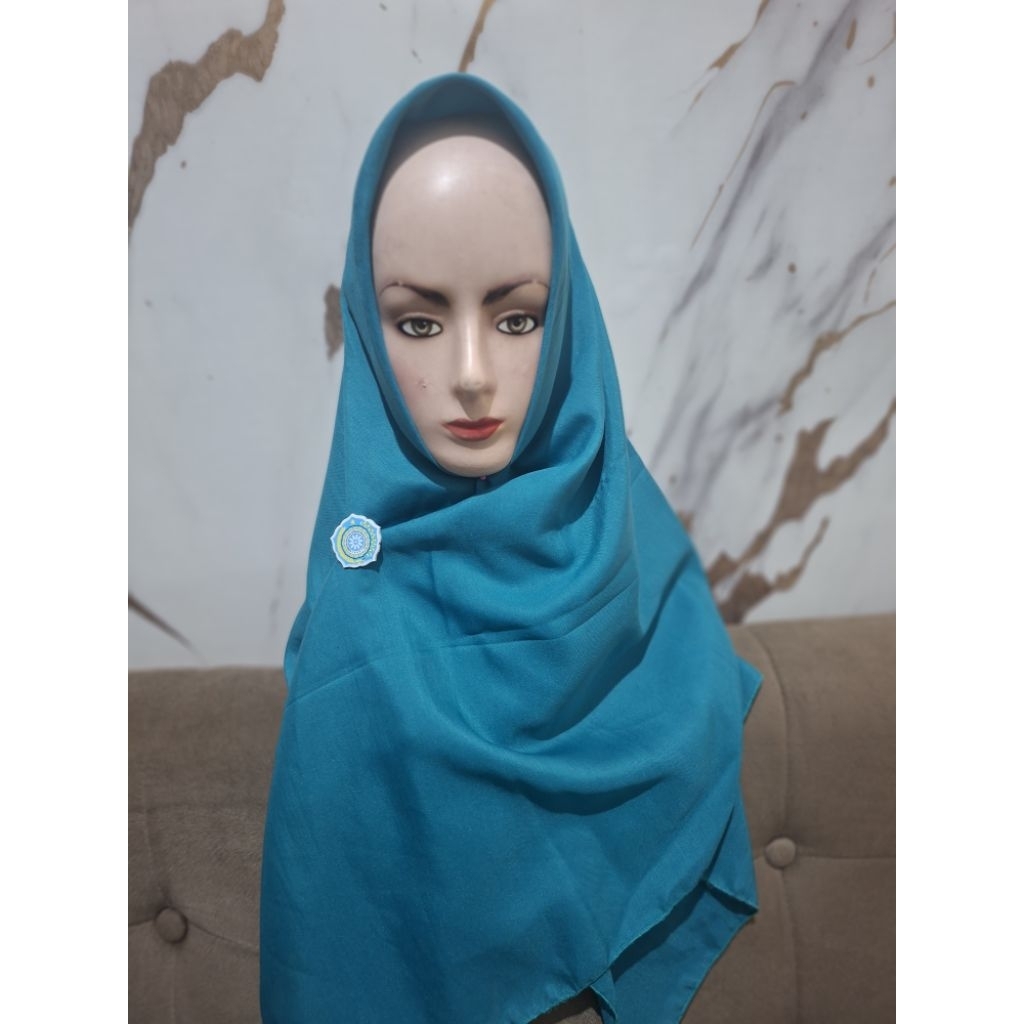 jilbab pkk hijab polos + pin pkk kerudung pkk tepi segi empat ibu pkk segi empat square syar'i kerud