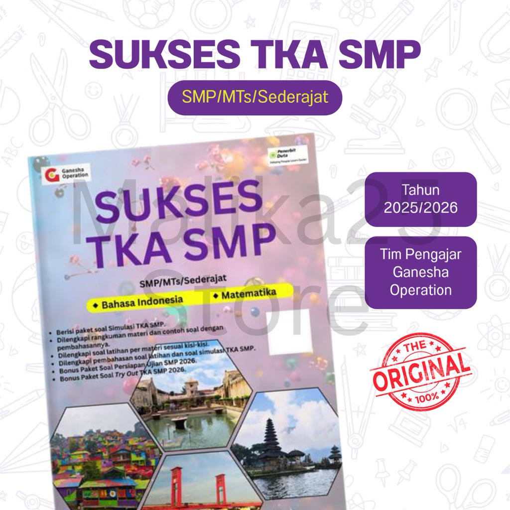Buku Sukses TKA SMP 2025/2026 - Bahasa Indonesia & Matematika | Ganesha Operation | SMP MTs Sederaja