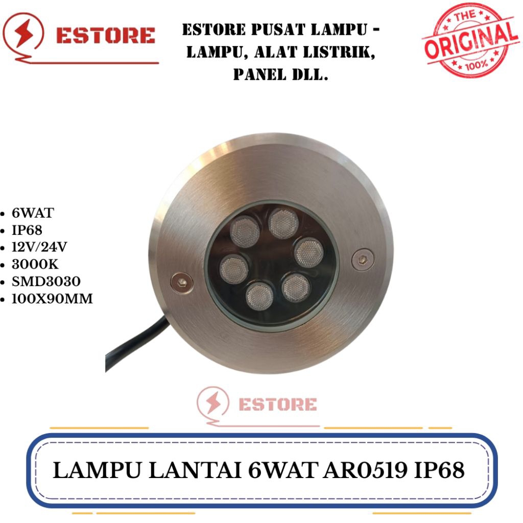 lampu lantai 6wat Artalux ip68 12/24v underground light ip68