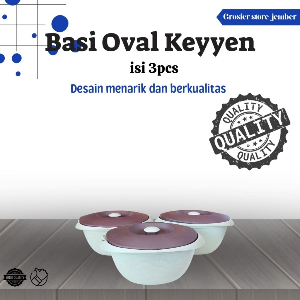 Basi prasmanan oval Keyyen + centong bahan plastik tebal grosir